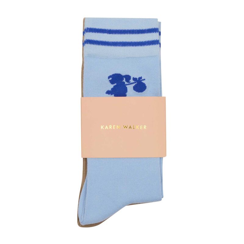 Karen Walker Runaway Girl Socks - 2 Pack Sky Blue Sesame image number 1